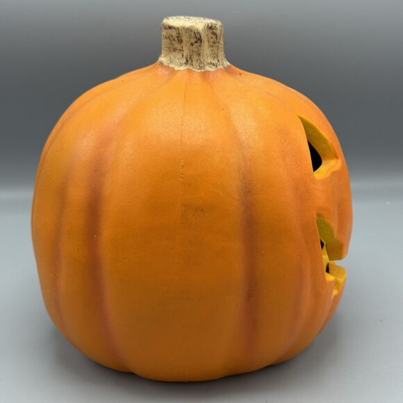 Unmarked Halloween Pumpkin Happy Jack O Lantern Blow Mold Light Up 9" T Spooky - Picture 3 of 7